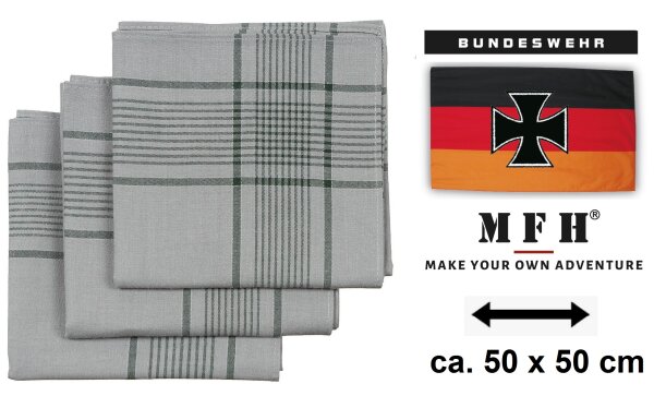 Original Bundeswehr Taschentuch - Stofftuch - ca. 50 x 50 cm - 100 % Baumwolle - 3er Pack