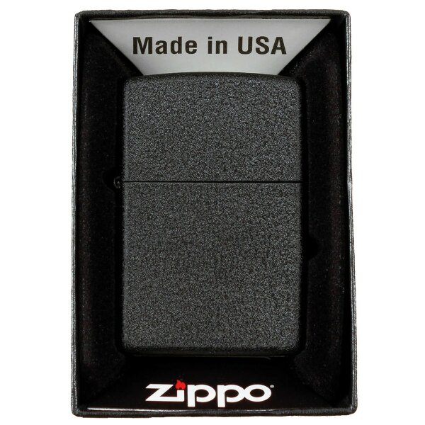 Original Zippo Feuerzeug - "Black Crackle" - Benzinfeuerzeug - Sturmfeuerzeug - Back Ice