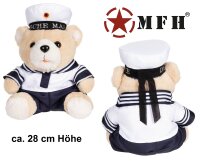 Teddybär - Marine -  Maskottchen - mit Anzug und Kappe - ca. 28 cm