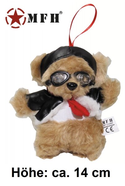 Pilotenbär -  Maskottchen - mit Anzug und Fliegerbrille - mit Aufhängelasche - ca. 14 cm