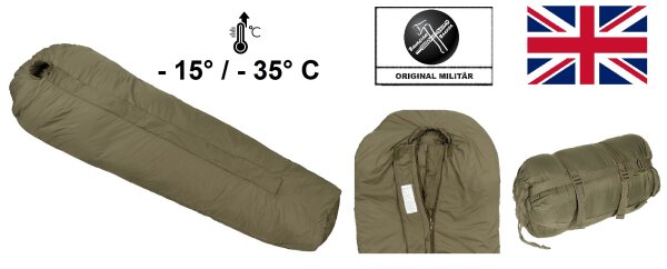 Britischer Mumienschlafsack "Medium Weigt - Komfort/Extremtemperatur: -15°C / -34°C - Neuwertig - Original Militär