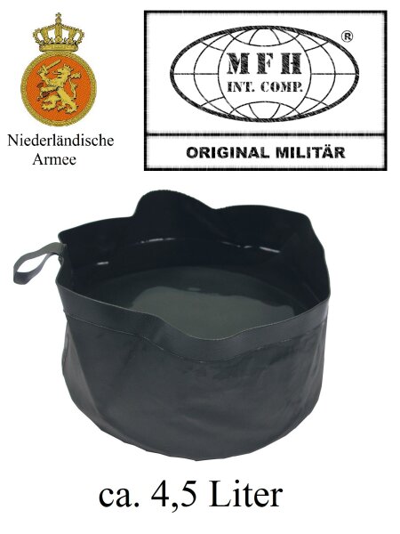 Original Militär - Faltbarer Waschbehälter PVC - Oliv - Super Leicht - ca. 4,5 Liter -  Holländische Armee