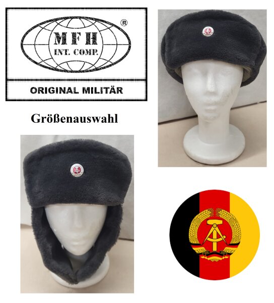 Original Militär NVA Wintermütze -  Mit Abzeichen -  DDR Nostalgie - Neuwertig